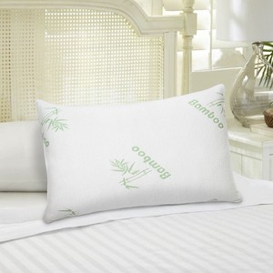 Angel Sar 2-Pack Bamboo Shredded Memory Foam Pillows, Queen Size Hypoallergenic Bed Pillow with Washable Cover for Neck Pain Relief - 1 of 4