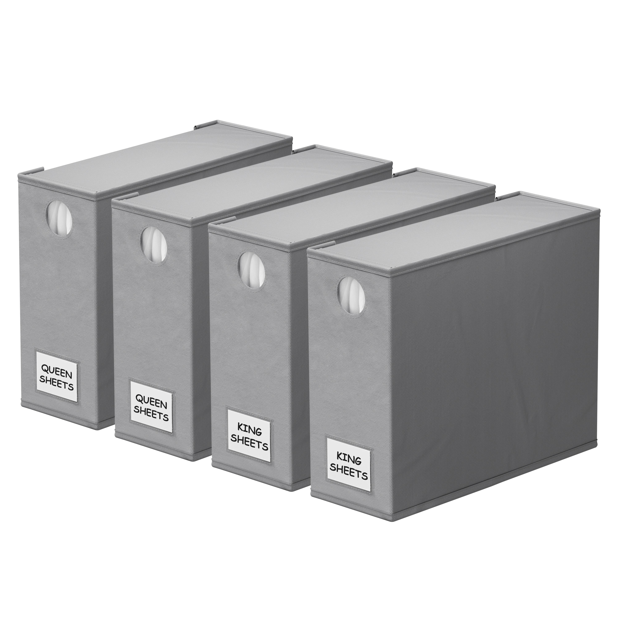 4-Pack Bed Sheet Organizers and Storage, Foldable Sheet Organizers for a Linen Closet, Gray