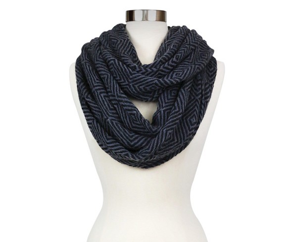 Gray Cozy Infinity Scarf With Diamond Darker Tone Design