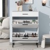 Okak Ventilated Shoe Cabinet with 3 Flip Doors & Adjustable Shelves, Freestanding Wooden Shoe Organizer with Anti-Tip Device for Entryway - 4 of 4