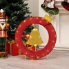 LuxenHome 1.9Ft Tall Ornament and Bell Wreath Outdoor Holiday Decoration with Lights Red, Gold, White - 2 of 4