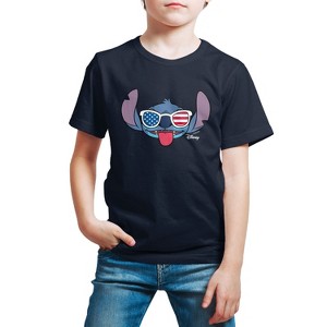 Boys' - Lilo and Stitch - Stitch Flag Glasses Short Sleeve Graphic T-Shirt - 1 of 4