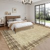 Washable Runner Rug Plaid Border, Non-Slip Low Pile Neutral Carpet, Stain Resistant Soft Rug for Hallway Entryway Kitchen - 2 of 4