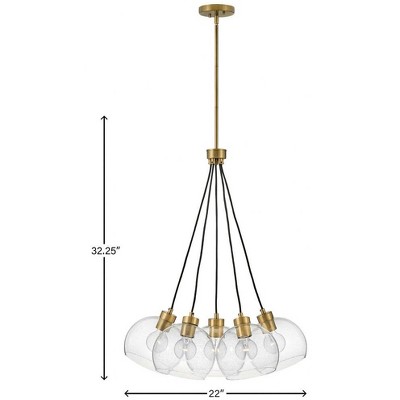 Rumi Modern 5-Light Pendant in Lacquered Brass with Clear Seedy Glass