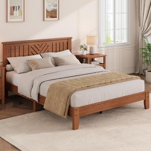 Nasitip Wooden Platform Bed Frame with Headboard, Mattress Foundation with Wooden Slat Support, No Box Spring Needed, Easy Assembly - 1 of 4
