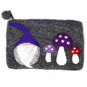 Slickblue Unique Felt Pouch - 8.25"x5.15" with Multiple Design, Fully Lined with Zipper and Pom-Pom Pull - 1 of 2
