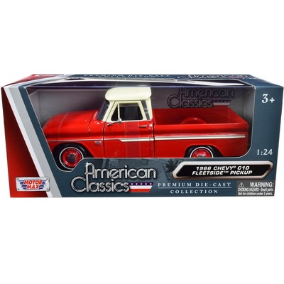 1966 Chevrolet C10 Fleetside Pickup Truck Red with Cream Top "American Classics" 1/24 Diecast Model Car by Motormax