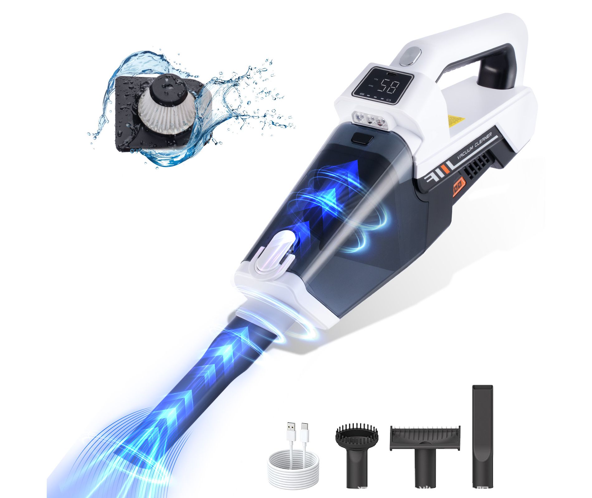 Cordless Handheld Vacuum 19000Pa Suction Portable Rechargeable Car and Home Cleaner