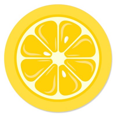 Big Dot of Happiness So Fresh - Lemon - Citrus Lemonade Party Circle Sticker Labels - 24 Count
