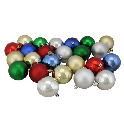 Northlight 24ct Shatterproof Shiny and Matte Christmas Ball Ornament Set 2.5" - Silver/Green