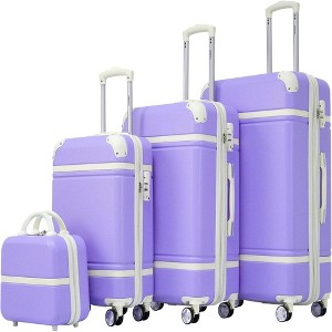4 Pieces Expandable Luggage Set With TSA Lock, 20"+24"+28" ABS Hardshell Suitcase And Cosmetic Case With 360 Degree Spinner Wheels For Travel - 1 of 2