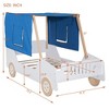 Full/Twin Size Car-Shaped Bed Wood Bed Frame with Tents, Ceiling Cloth and Wheels, 400LBS Weight Capacity for Kids Boys Girls Teens Bedroom - 2 of 4