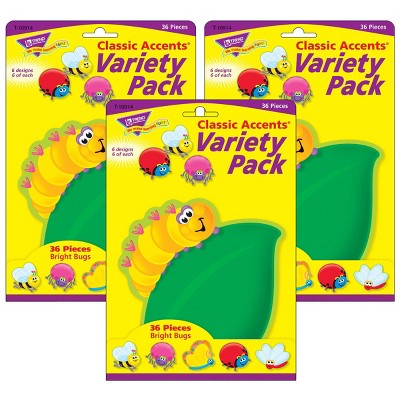 3pk 36 per Pack Bright Bugs Classic Accents Variety Pack - TREND