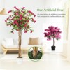 Artificial Bougainvillea Tree, Tall Potted Fake Tree Indoor, Faux Tree with Wood Trunk and Pink Flowers for Outdoor - 4 of 4