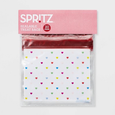 20ct Plastic Multi-Hearts Sealable Treat Bags - Spritz™