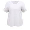 Women's Plus Size V Neck Eyelet Embroidered Lace Short Sleeve Dressy Casual Blouses - GRACE & GRANDEUR - 4 of 4