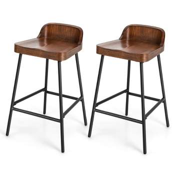 Costway 2PCS/4PCS 24.5'' Low-Back Bar Stool Industrial Counter Height Chair Stool
