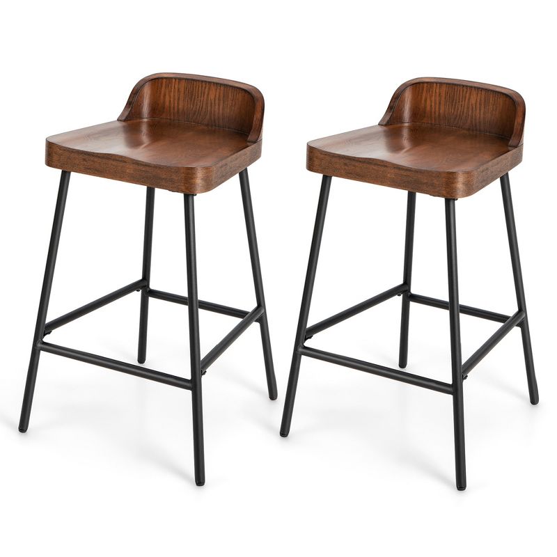 Costway 2PCS/4PCS 24.5'' Low-Back Bar Stool Industrial Counter Height Chair Stool, 1 of 9
