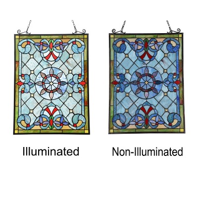 Anelisa Victorian Multi-Colored Stained Glass Window Panel 18" x 25"