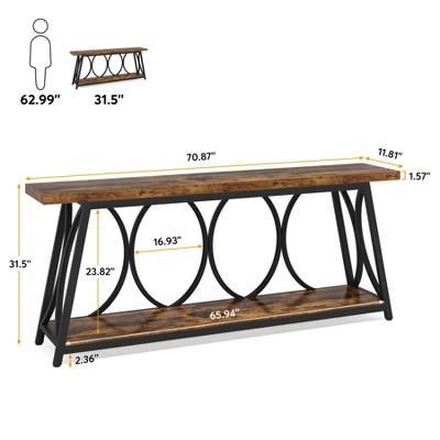 Rustic Brown 70.9'' Wood and Metal Console Table with Storage