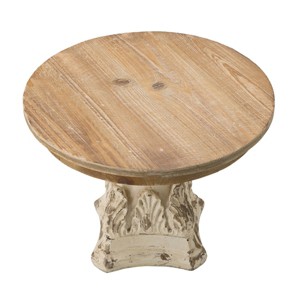 ChicFurnit Dining Plates Decorative Cake Stand Wood Cake Plate Simple Cake Plate for Home Kitchen and Party Use, Beige, 10.6"*10.6"*7.5" - 1 of 4