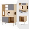 2 in 1 Bookshelf Cat Tree Display Case Cat Litter Box Enclosure Climbing Shelf Bookcase Storage Rack, Natural - ModernLuxe - 4 of 4