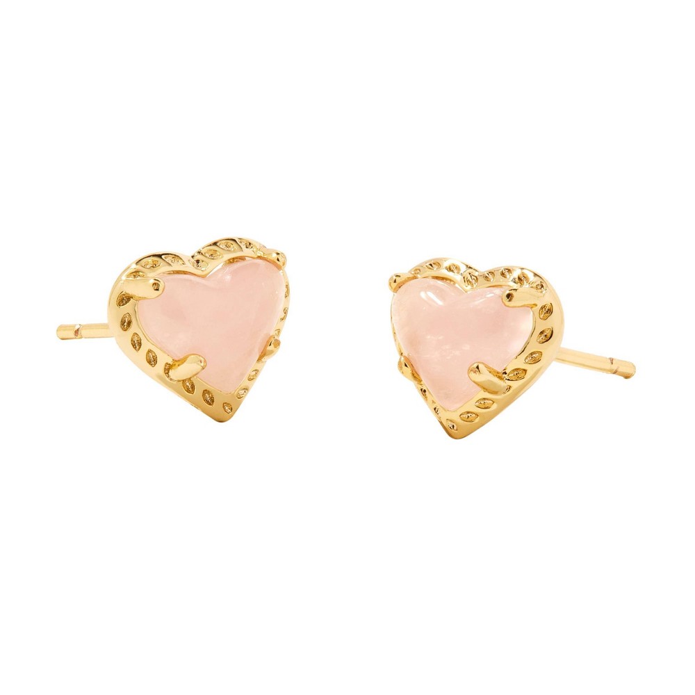 Photos - Earrings KENDRA SCOTT Anna 14K Gold Over Brass Stud  - Rose Quartz 