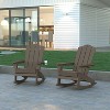 Emma and Oliver Set of 2 Adirondack Rocking Chairs with Cup Holders, Weather Resistant HDPE Adirondack Rocking Chairs in Brown - 2 of 4