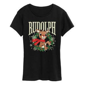 Women's - Rudolph - Rudolph Wreath Collegiate Short Sleeve Graphic T-Shirt - 1 of 4