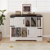 Clearance, Record Player Stand with Vinyl Storage, Farmhouse Wood Cabinet, Barn Doors, 6 Shelves, Turntable Table - 4 of 4