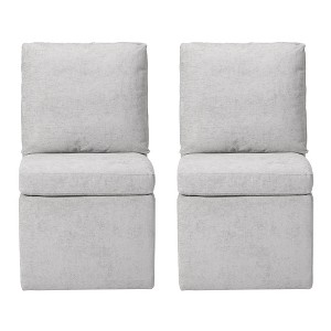 WestinTrends Soho Modern Upholstered Chenille Armless Dining Chairs With Casters (Set of 2) - 1 of 4