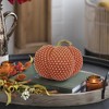 NAYSAYE Orange Fabric Pumpkin Ornament Holiday Decor for Fall Harvest Festival Thanksgiving Tabletop Display, Orange, 10.5"*10.5"*9.5" - 4 of 4