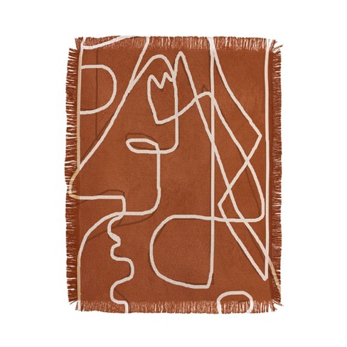 Nadja Abstract Face Sketch 4 56"x46" Woven Throw Blanket - Deny Designs - image 1 of 4