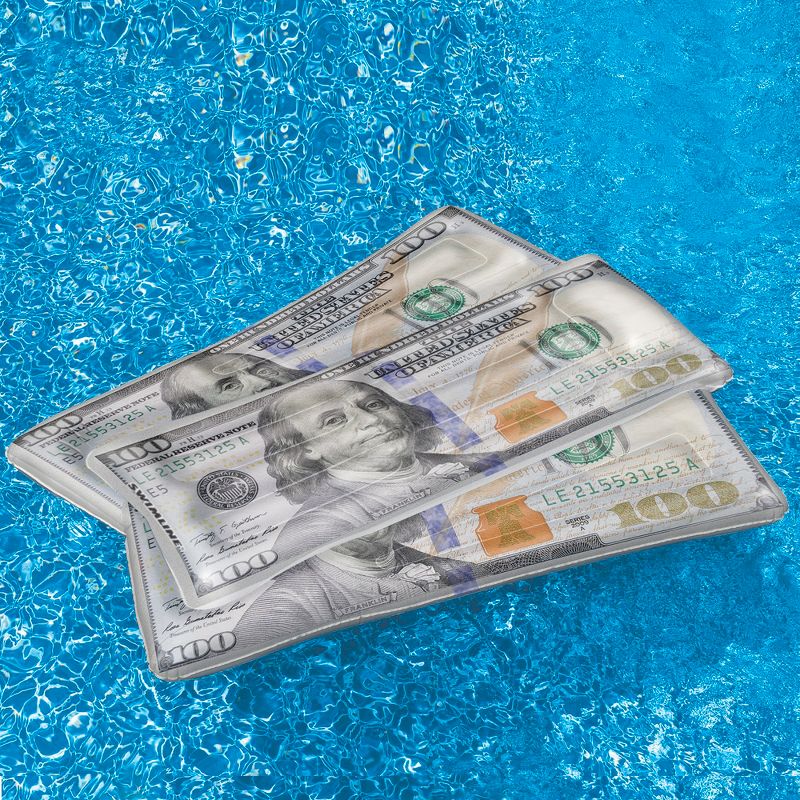 Swimline 84" Inflatable Benjamin Franklin Money Lounge Pool Float - White, 3 of 4