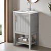 20" Bathroom Vanity Cabinet with Ceramic Sink Top Set,Freestanding, Two-Tier Storage Rack, Soft Closing Door - Leovsnove - 3 of 4