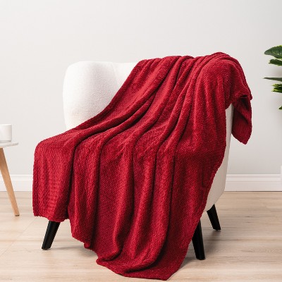 Wine Red Lightweight Fleece Flannel Throw Blanket