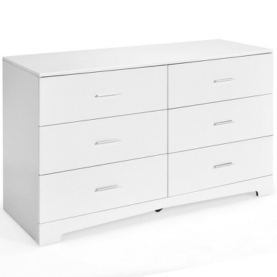 Costway 6-Drawer Dresser Storage Dresser Chest 6 Spacious Drawers w/Handle White