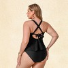 Women's Plus Size Twist-Front Back Tie Tankini Set Bathing Suit - Cupshe - 3 of 3