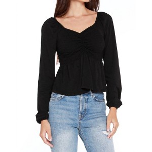 Women's Smocked Bust Long Sleeve Top - bobi - 1 of 2
