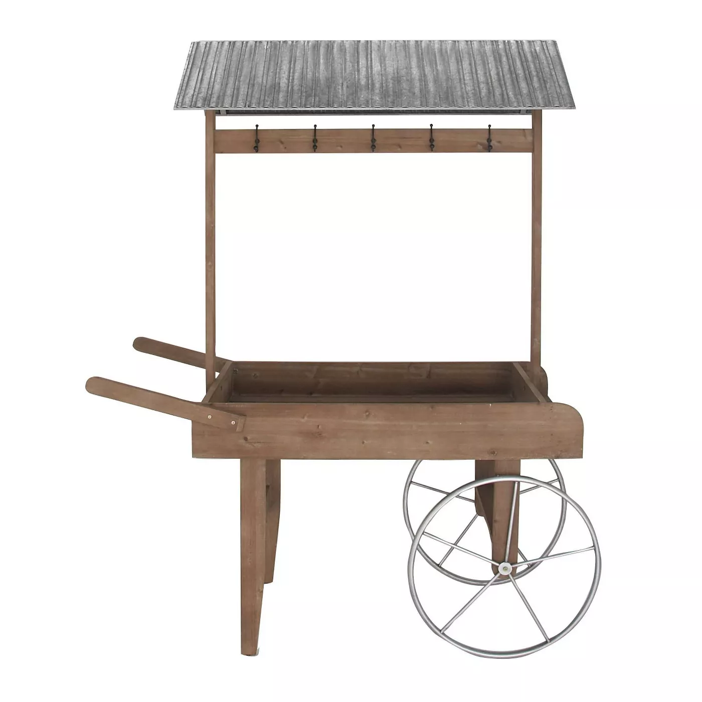 75" Farmhouse Wood and Iron Roofed Flower Cart Brown - Olivia & May - image 1 of 4