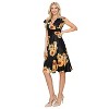 Women's Solid And Print V-neck Skater Dress - 2 of 3