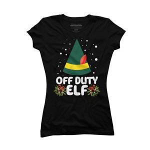 Junior's Design By Humans Off Duty Elf Christmas By Thingsandthings T-Shirt - 1 of 3