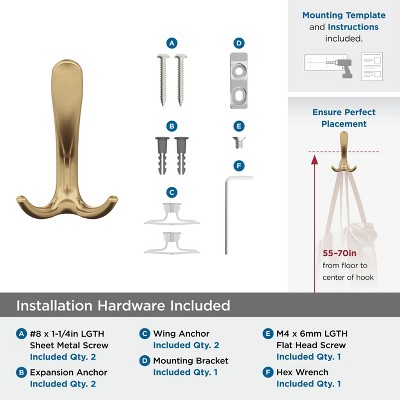 Champagne Bronze Triple Prong Decorative Wall Hook