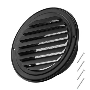 VEVOR 6 inch Wall Vent Cover, Louvered Round AC Vent Gable Cover, Premium Stainless Steel & with Built-in a Protection Screen, (2 Pack, Black) - 1 of 4