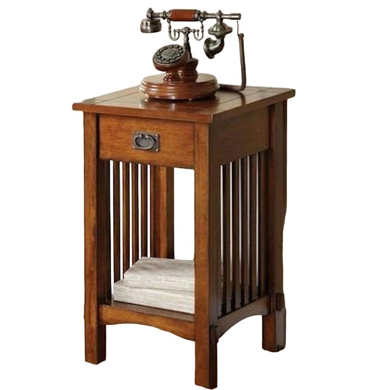 Legacy Decor Mission Style Telephone Stand End Table with Drawer, 1 of 5
