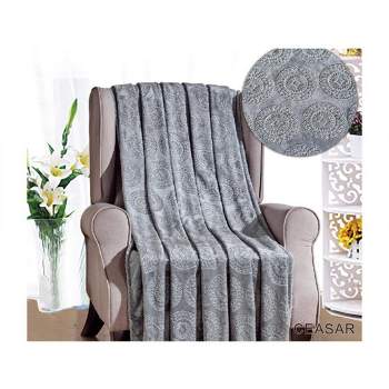 Ceasar Soft Plush Contemporary Embossed Collection All Season Throw 50"x60", Grey