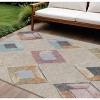 Beige Mauve And Charcoal Geometric Washable Indoor Outdoor Area Rug - 2 of 4