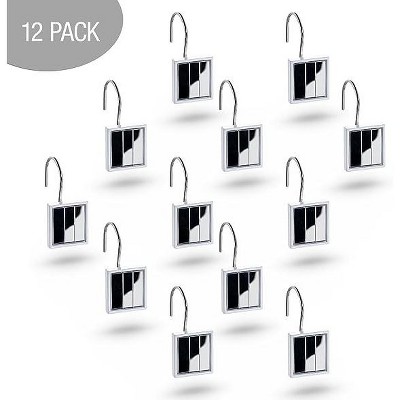 Elegant Quilted Mirror Resin Shower Curtain Hooks Set