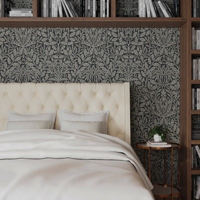 Queen Gilford Wingback Headboard in Linen Talc - Threshold™: Pine Frame, Button Tufted, Box Spring Required