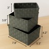 Evideco French Home Goods Checkered Woven Strap Storage Baskets Totes Set of 3 Gray - 3 of 4